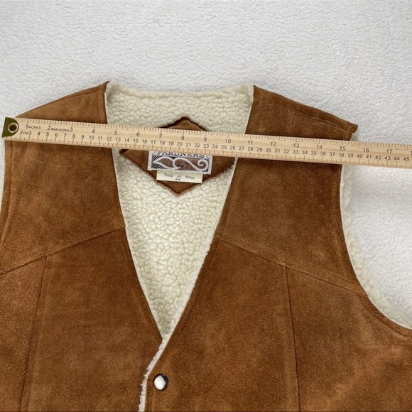 Vtg Pardners Western Suede Leather Vest Sz 44 Sherpa Lined Ranch Chore Minty EUC - Picture 3 of 10